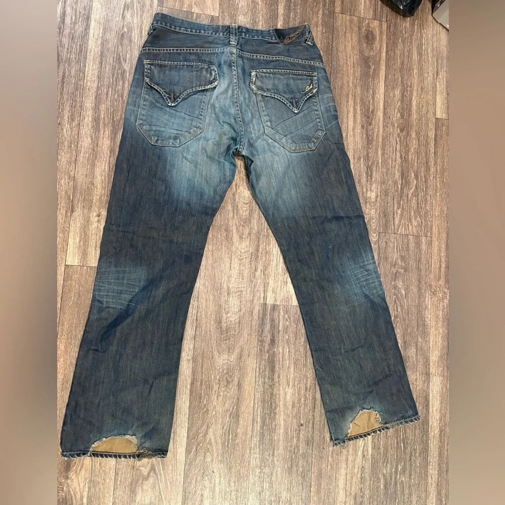 Ed Hardy Men's 34x34 Denim by Christian Audigier Jeans Dark Blue Wash ButtonFly